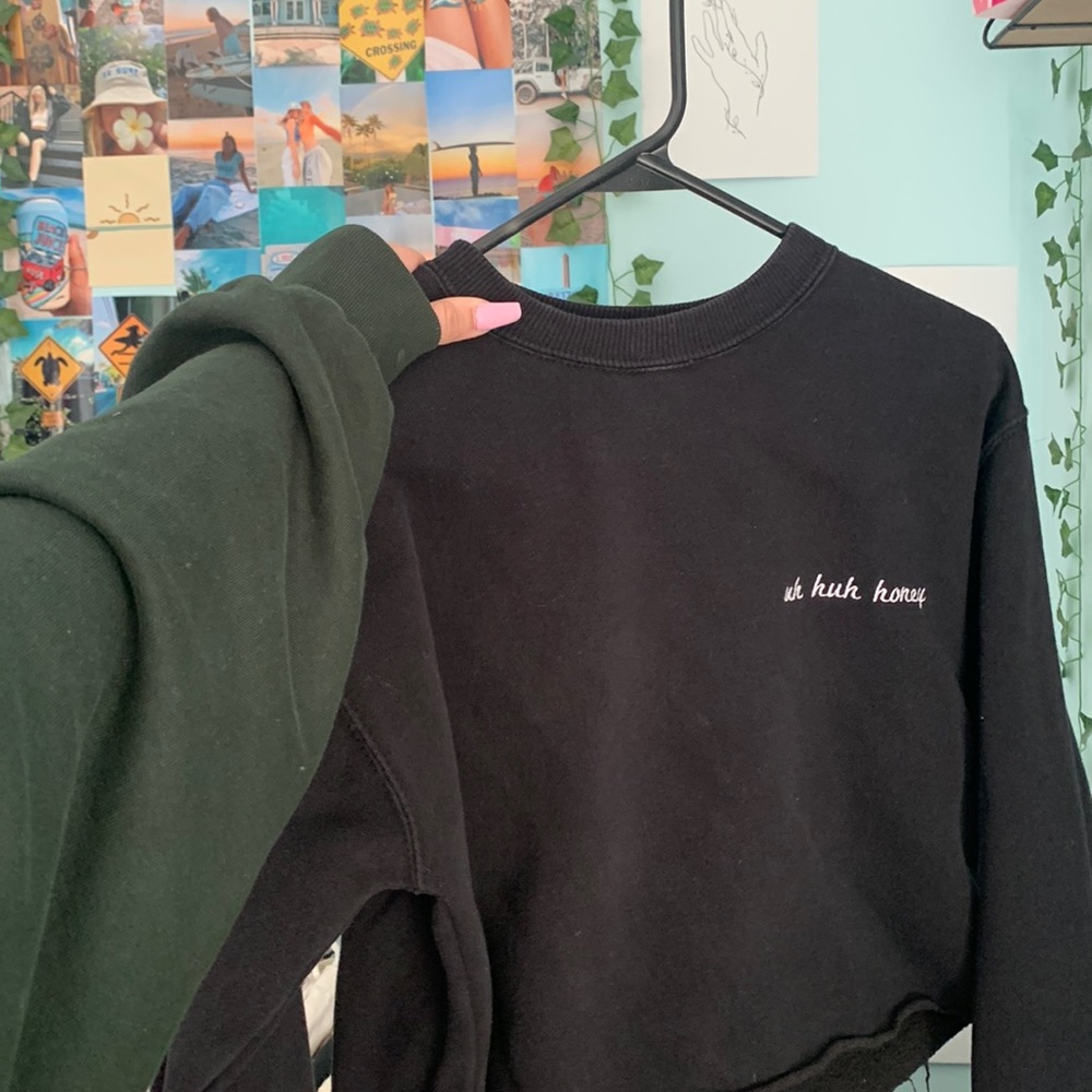 brandy melville uh huh honey cropped hoodie